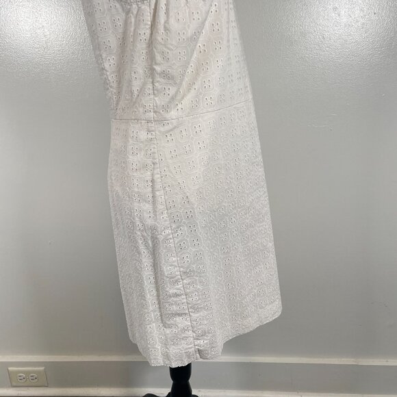 Banana Republic Sheath Dress Womens Size 10 White Eyelet Round Neck Back Zip - Picture 13 of 15